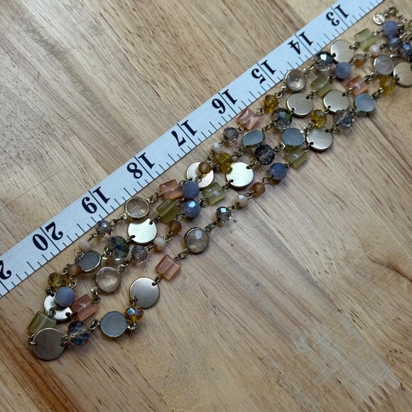 Loft Double-Strand Necklace With Iridescent Beads & Gold Accents - 20 Inches - Picture 4 of 8